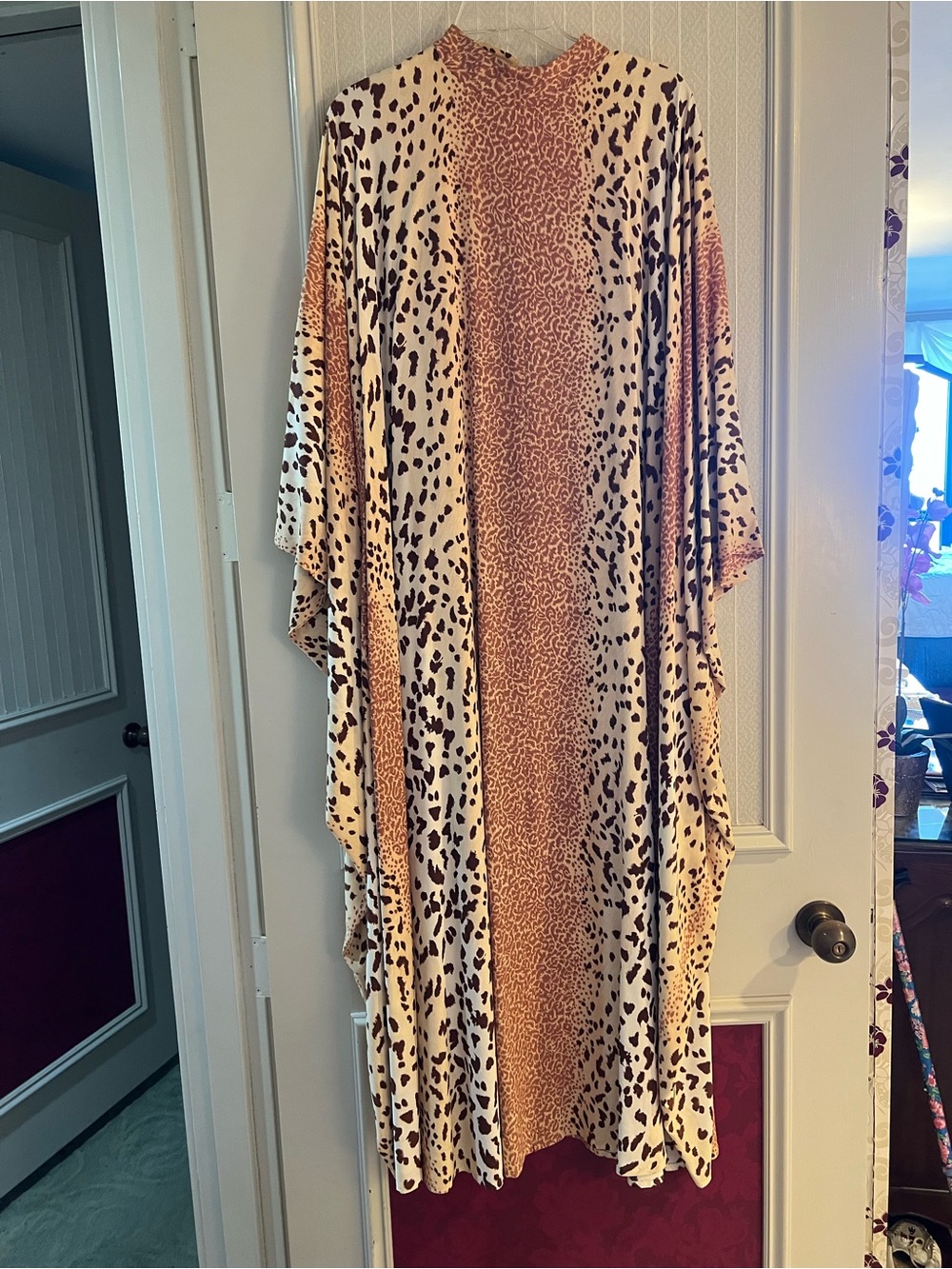 Leopard Print Draped Throw in Cream and Brown